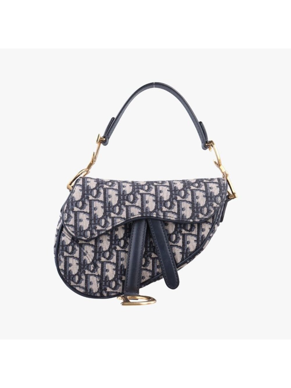 Dior Saddle Navy Gray Jacquard Leather Shoulder Bag